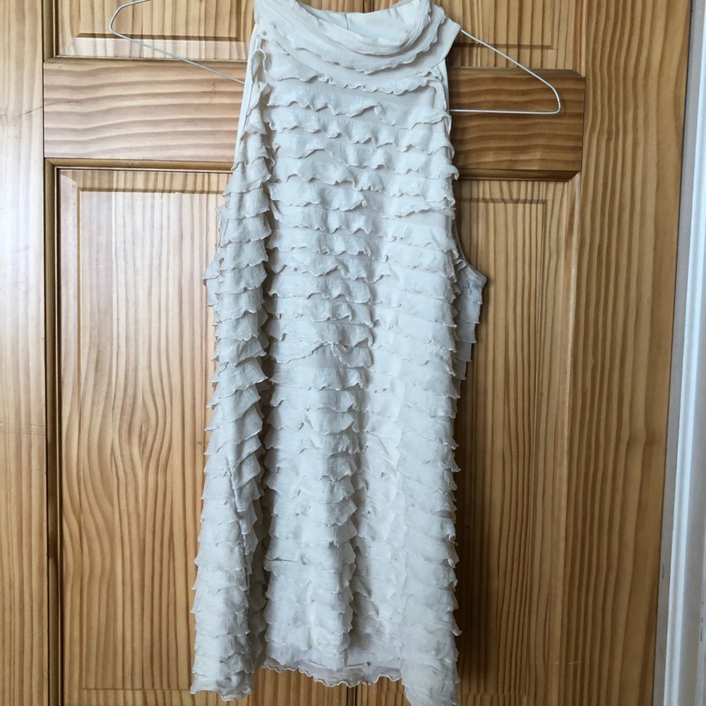 White Ruffled Tank Top